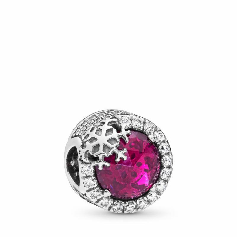 Pandora Dazzling Snowflake Charm Ireland - Sterling Silver/Red/Mixed Stones/Cubic Zirconia - 087415R